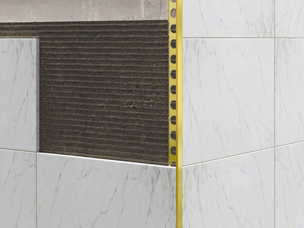 LISTELO ALUMINIO "L" 12 MM ORO BRILLO CLARO فواصل المنيوم اسباني ذهبي لميع