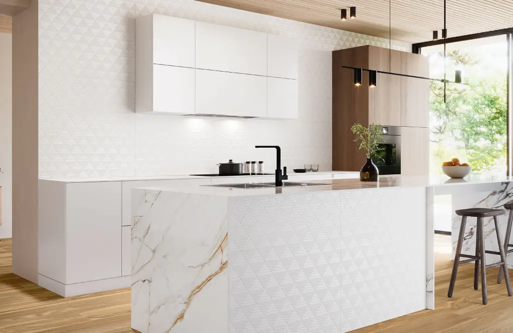 GUIZA 9548 BLANCO RELIEVE 30X90 جدران اسباني قص ليزر