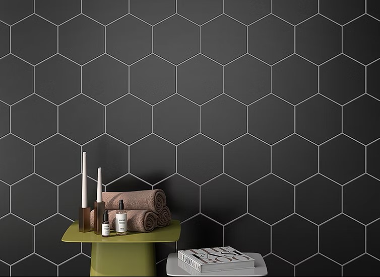 SOLID BLACK 25.8X29 STD بورسلان اسباني سداسي