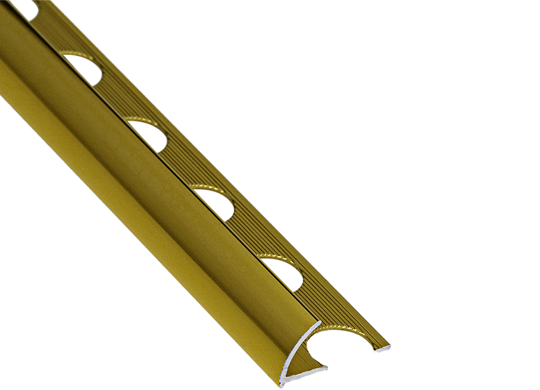 PERFIL CURVO 10.5 MM ORO BRILLO OSCURO فواصل المنيوم اسباني ذهبي لميع غامق